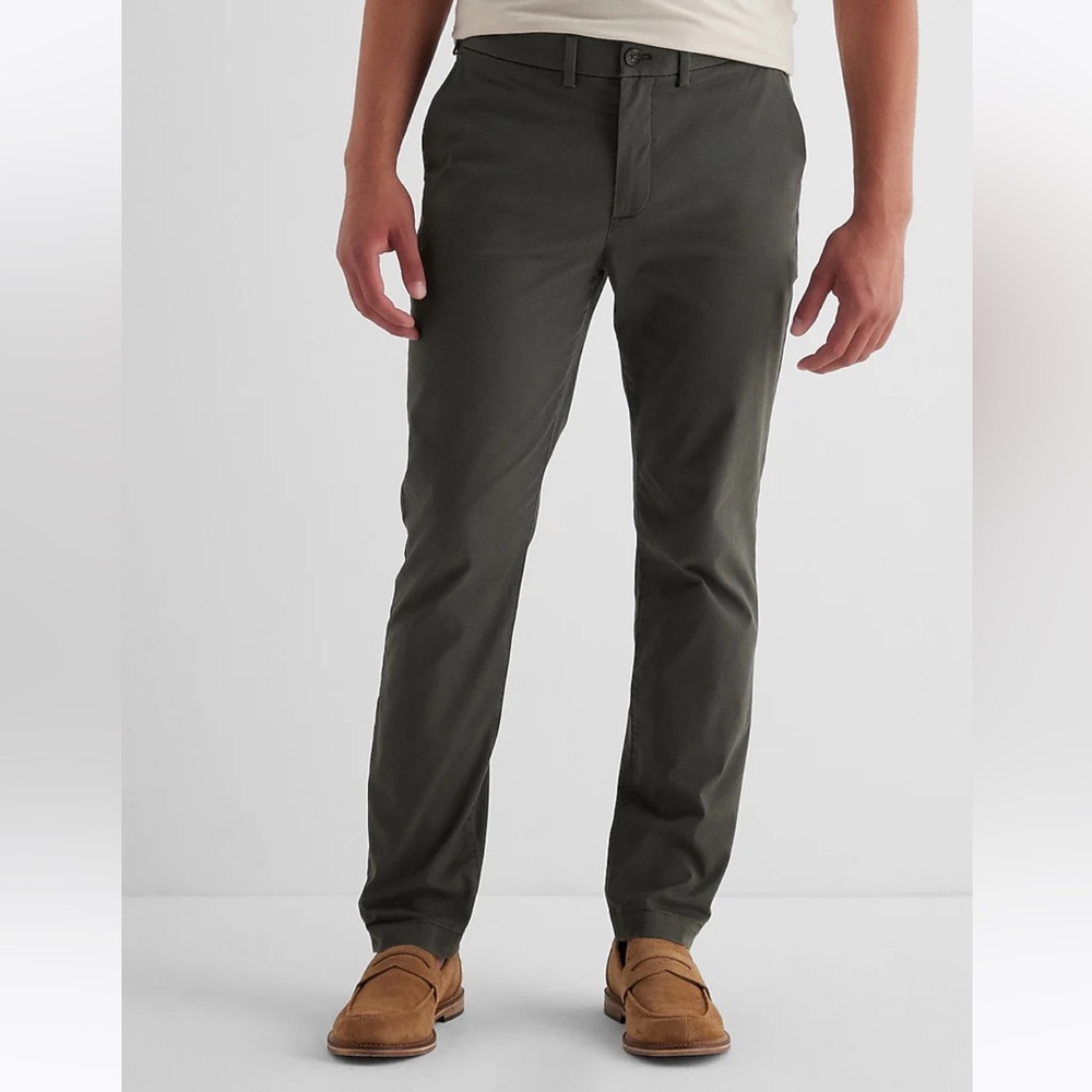 NWT - Express Slim Hyper Stretch Chino - Dark Green Mud